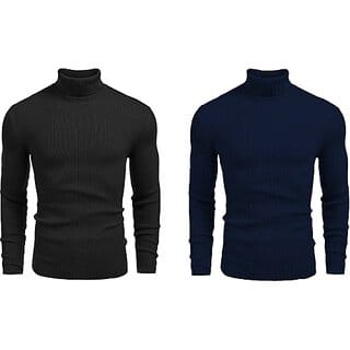 Fashlook Solid Black, Blue Full Sleeve Sweaters For Mens (Pack of 2)