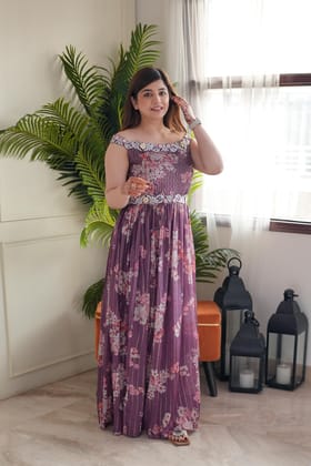 Noor Off Shoulder Printed Maxi-M