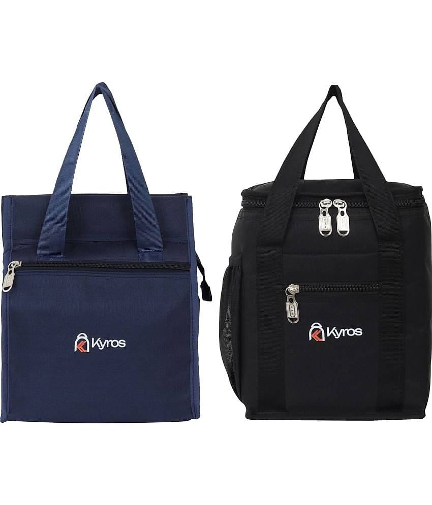 Kyros Black Polyester Lunch Bag Pack of 2
