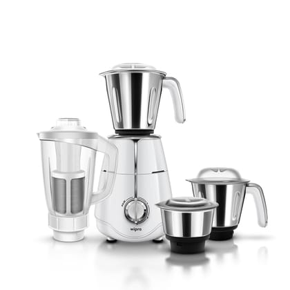 Wipro Elato FMG207 1000 Watt Mixer Grinder with 4 Jars(Wet Grinding Jar (1.5 L) + Dry Grinding Jar (1.2 L) + Chutney Jar (0.5 L) + Juicer (1.2 L)), 100% Copper Motor, 5 Years Motor Warranty,White Wipro Elato FMG207 1000 Watt Mixer Grinder with 4 Jars(Wet