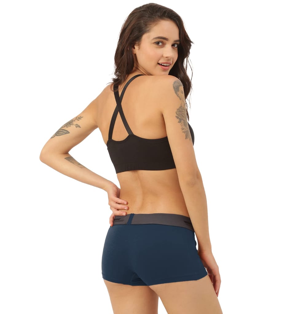 Freecultr Women's Underwear Antibacterial Micromodal Airsoft | Boy Short - Non-Itch, No Chafing, Sweat-Proof Comfort Pack of 1-Prussian Blue