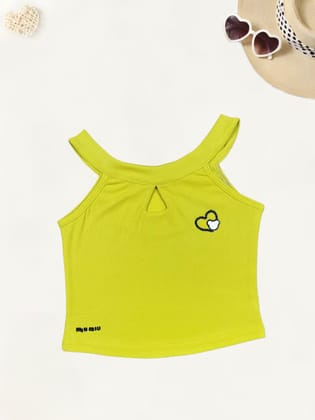 Girls Casual Mustard Yellow Tank Top[GT-553] [2-13 Year]-4-5Y (Size - 24) / Ribbed
