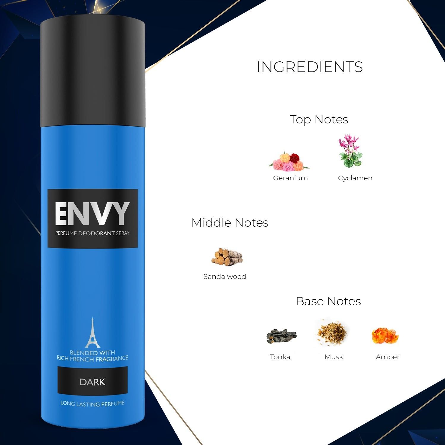 ENVY Pack of 3 Dark Deos For Men - 120ml Each