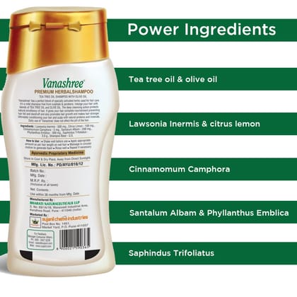 Sujanil Vanashree Anti-Hair Fall Shampoo Tea Tree and Olive Oil Sulphate and Paraben-free (120 ml) -Combo Pack of 2