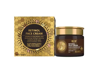 WOW Retinol Face Cream - Oil Free - For All Skin Types - No Parabens, Silicones, Color, Mineral Oil & Synthetic Fragrance - 50ml
