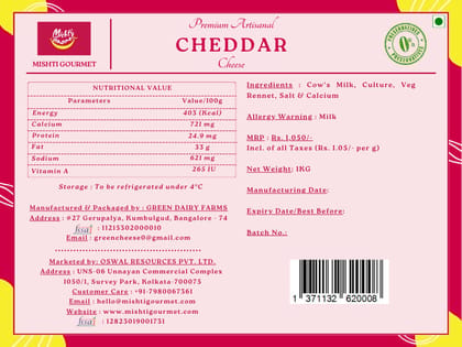 Cheddar Cheese Block 1KG