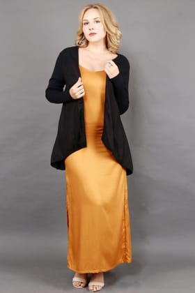 Black Solid Short Shrug-L / Black