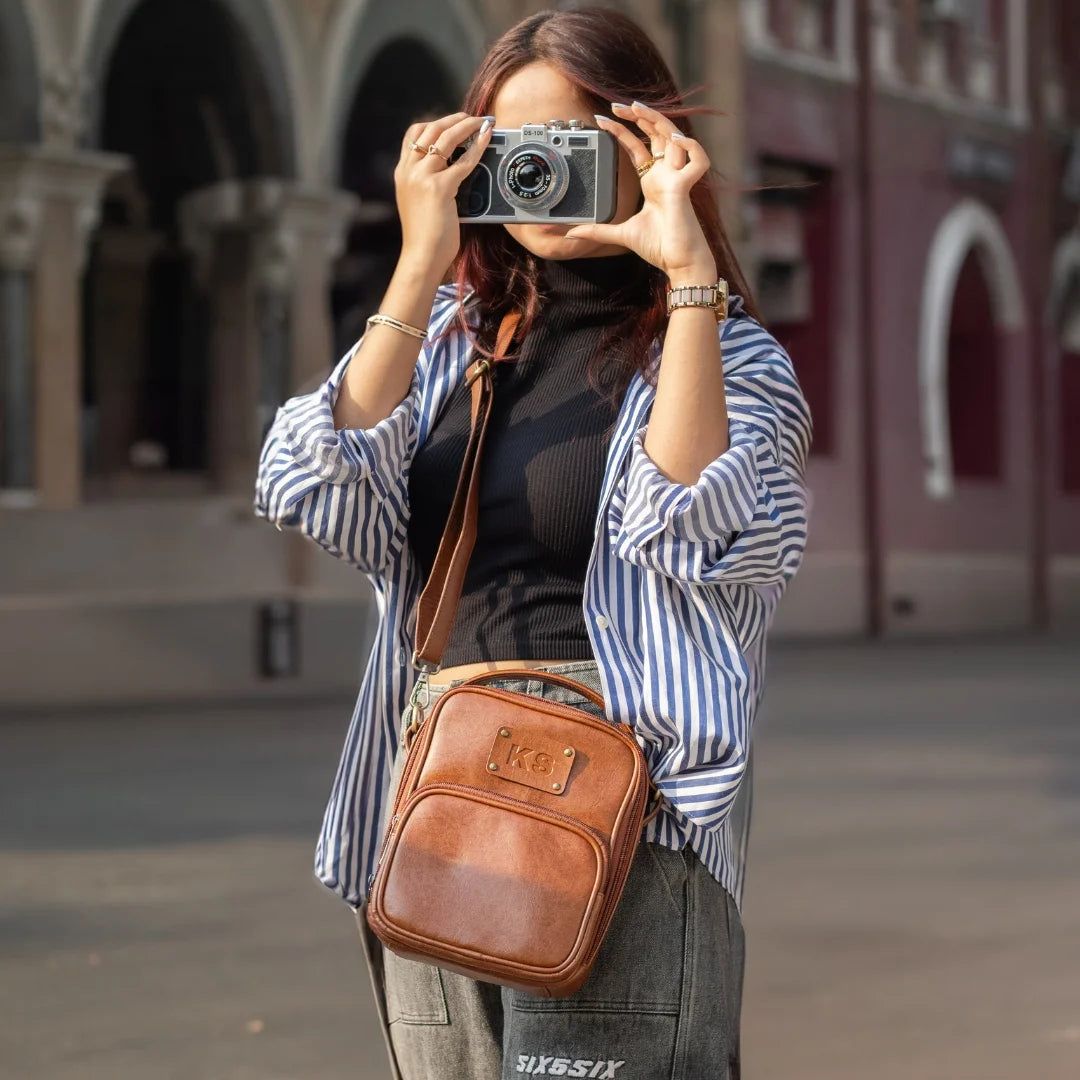 PERSONALISED TRAVEL CROSSBODY BAG - TAN-Tan
