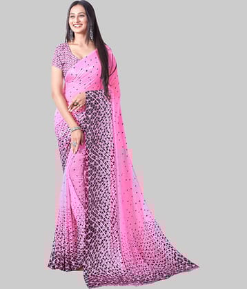 Sanwariya Silks Georgette Printed Saree With Unstitched Blouse Piece ( Pink )