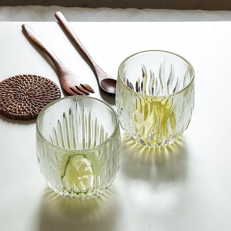 Crystal Clear Glass Whiskey Glasses Cocktail Glass, Stemless Wine Glass for Red and White Wine (280ML)