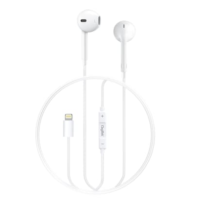 Digitek DE-044 LTC Wired Lightning Earphones with Mic for iPhone – In-Ear Stereo Earphones with Noise Cancelling – Pair with Bluetooth Before Using