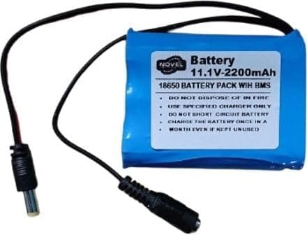 NOVEL 11.1V 2200mAh Lithium-Ion Battery Pack with BMS Protection Board | Rechargeable Power Source for Robotics, Security Devices, LED Systems and DIY Projects