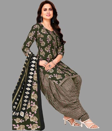 shree jeenmata collection Women Cotton Printed Straight Kurti With Patiala Salwar ( Green )