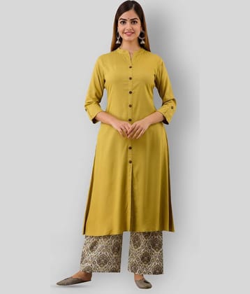 MAUKA - Green Front Slit Rayon Women's Stitched Salwar Suit ( Pack of 1 )