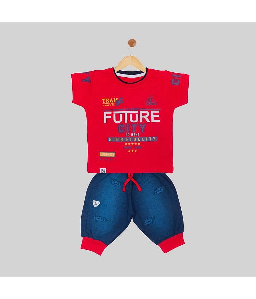 Mars Infiniti Pack of 1 Boys Cotton T-Shirt & Pants Set ( Wine )