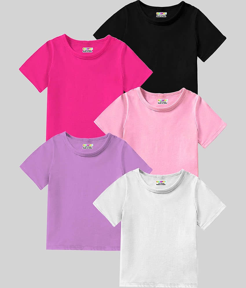 Kuchipoo Pack of 5 Girls Cotton Blend T-Shirt ( Multicolor 1 )