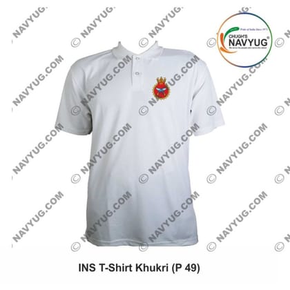 ArmyNavyAir INS Khukri T-Shirt (Small) | Premium Navy Emblem Polo | Casual & Defence Wear