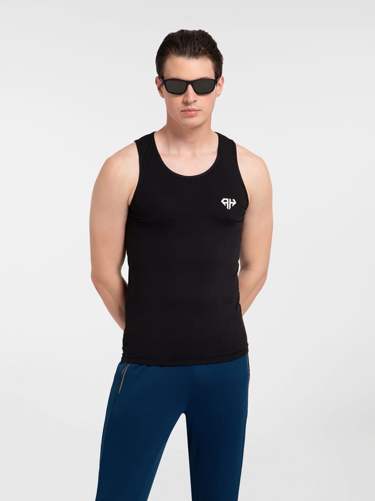 AH Gym Vest Black 4-Way Stretch