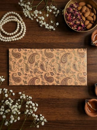 The Saffron Paisley Envelope – Traditional Festive Money Envelope for Shagun & Celebrations