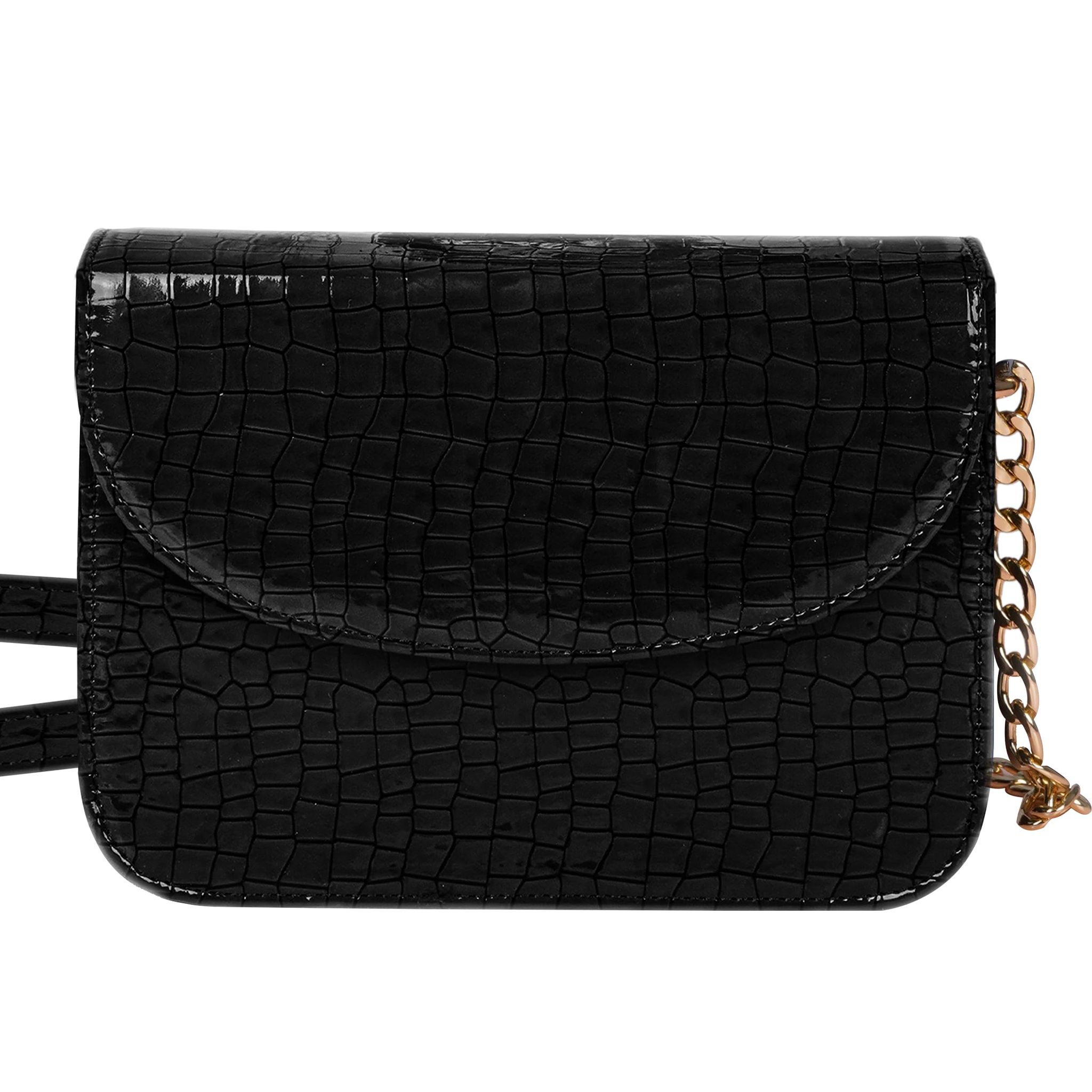 The Wallet Store Premium Brick Style Leather Sling Bag - Black