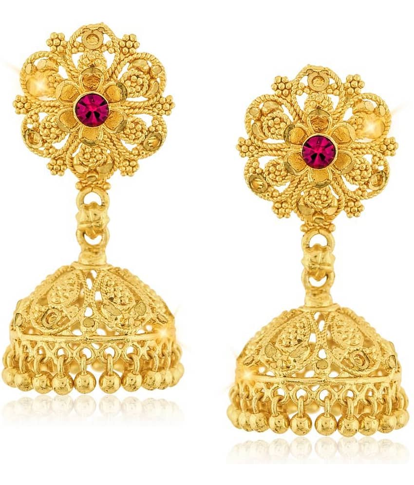 Vighnaharta - Golden Jhumki Earrings ( Pack of 1 )