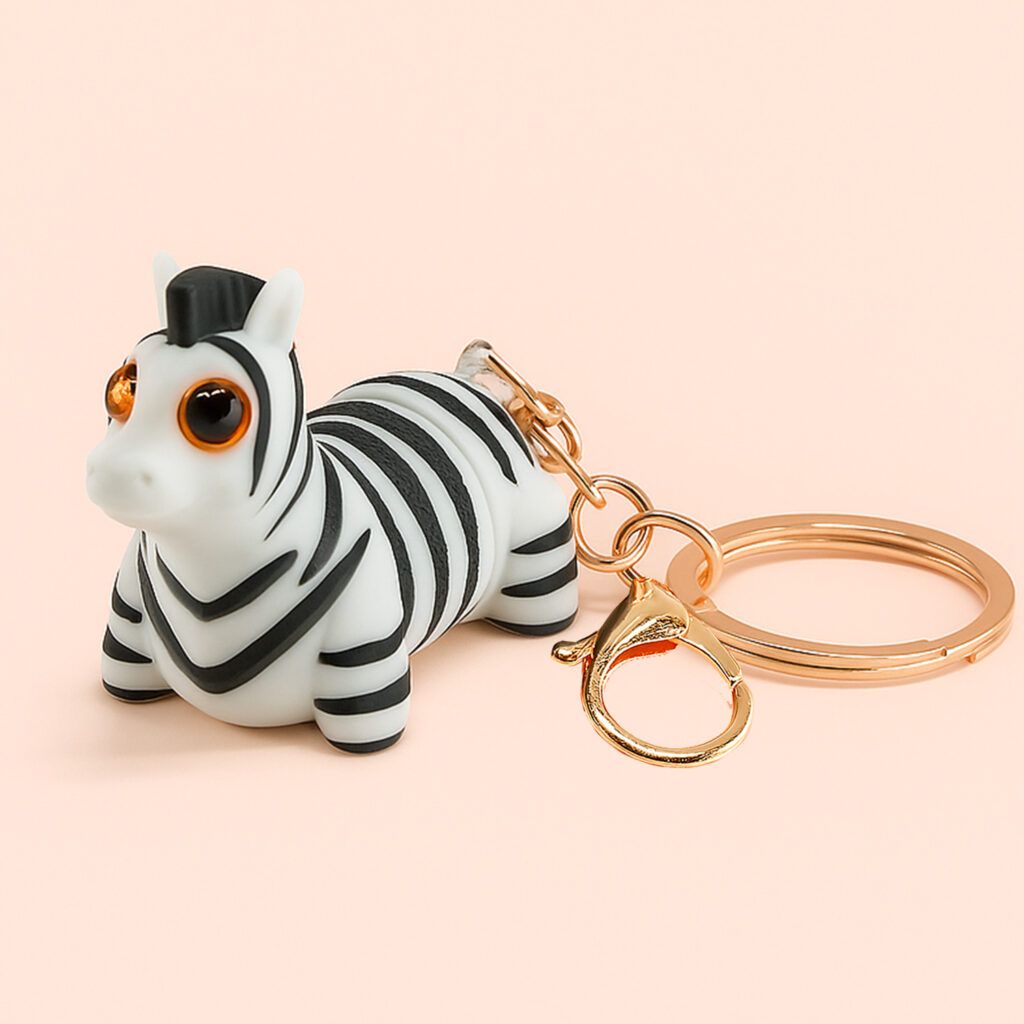 Vinglits Wild Beasts 3D Printed Keychains – Articulated Animal Toys, Pocket-Friendly Keyrings, Stress Relief Desk Toys for Kids & Adults, Collectible Accessories (Zudy - The Zebra)