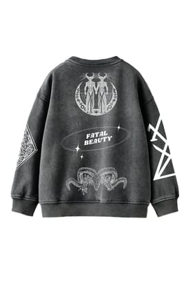 Fatal Beauty Designed Oversized Sweatshirt-S / Vintage Black