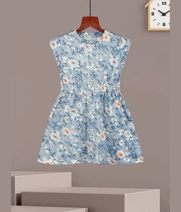 HELLCAT Printed Short Sleeve Casual Dresses for Girls Bluish Grey2