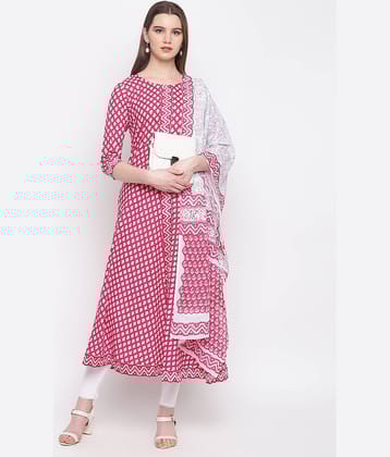Stylum - Pink Cotton Women's Flared Kurti ( Pack of 1 )