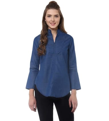 Women's Denim Solid Bell Sleeve Regular Top (Blue Denim, S)-PID55877 Women's Denim Solid Bell Sleeve Regular Top (Blue Denim, S)-PID55877