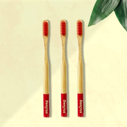 Orby Plus Bamboo Toothbrush – Extra Soft Bristles & Gum Care (Red)-Pack of 3