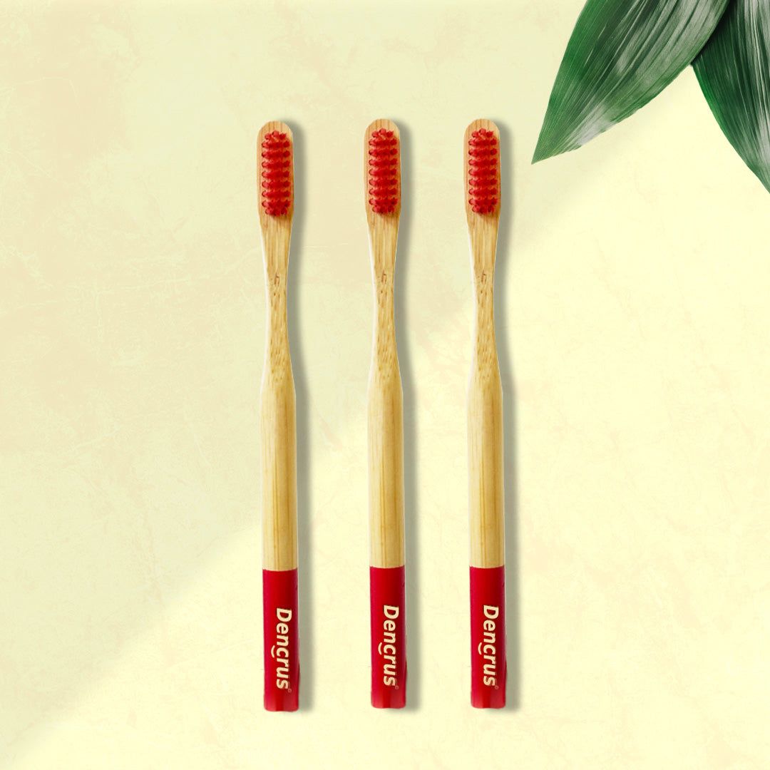 Orby Plus Bamboo Toothbrush – Extra Soft Bristles & Gum Care (Red)-Pack of 3