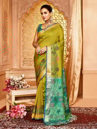 Light Green Pure Banarasi Weaving Silk Saree