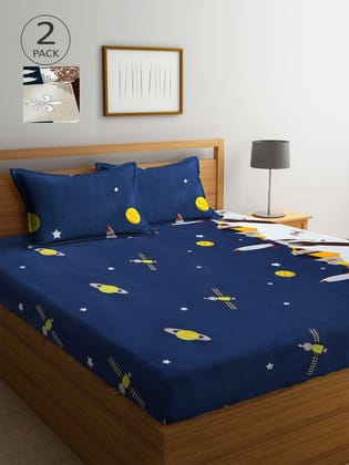 Pack of 2 Printed 300 TC King Bedsheet with 4 Pillow Covers