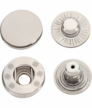 Jyoti Snap Button (100 Sets of Size VT - 5/12.5 mm of Steel in Nickel Finish) Strong Grip Round Studs Clasp, Fasteners for Sewing, Purses, Bags, Leather, Clothes and DIY Works - Pack of 1