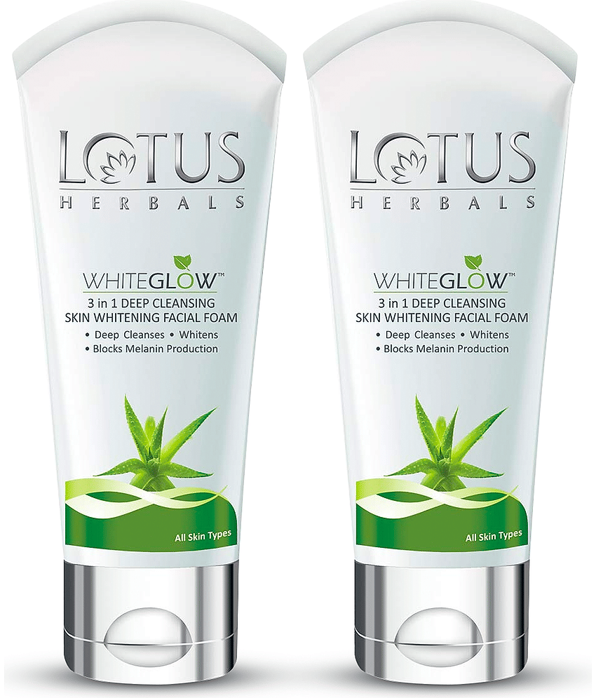 Lotus Herbals Whiteglow 3 In 1 Deep Cleaning Facial Foam 100g (Pack of 2)