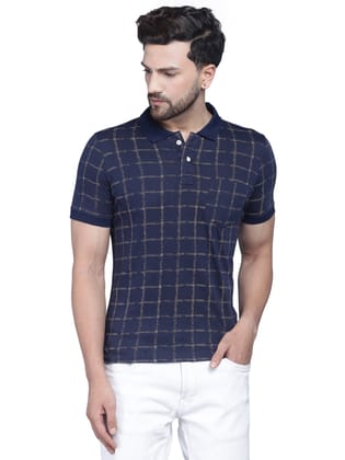 Mens Half Sleeve Printed Polo T shirt with Collar-Large