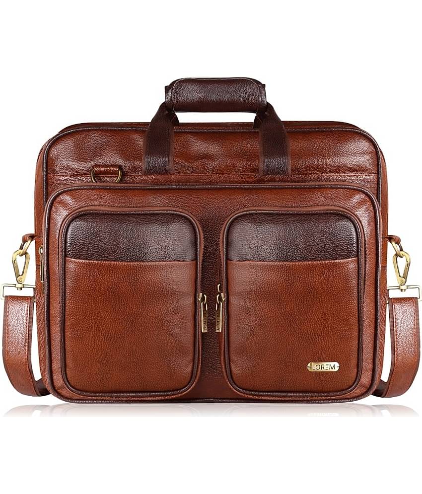 Lorem Brown Faux Leather Office Bag