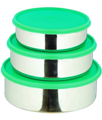 Generic Stainless Steel Multi-Purpose Round Food Container 1900ml,1250ml, 750ml, Grey (3U)