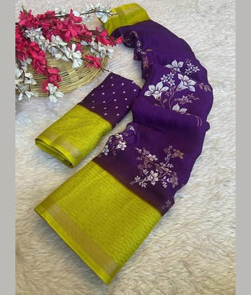 Bhuwal Fashion Art Silk Printed Kota Doria Saree With Unstitched Blouse Piece ( Black )