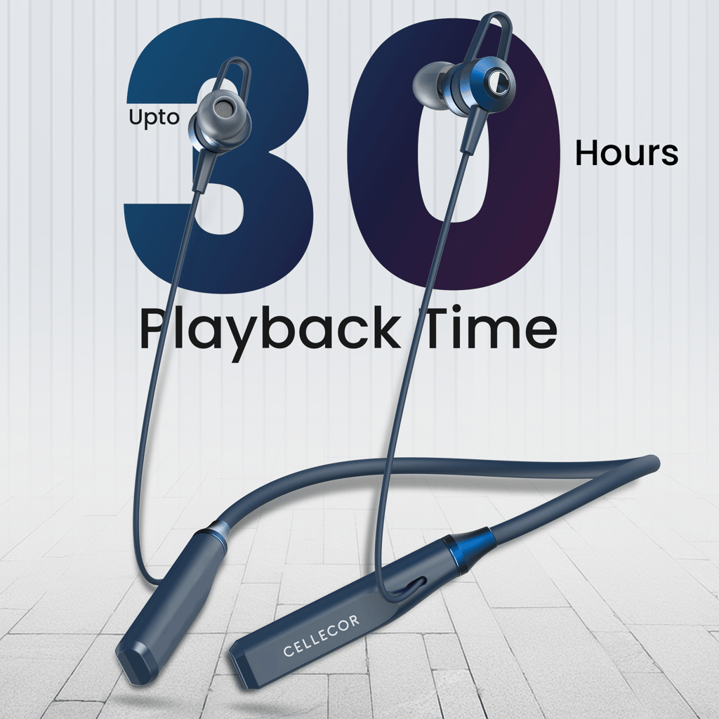 Cellecor BT-4 Wireless Waterproof Neckband with 25 Hrs playtime Headphone Bluetooth - Blue