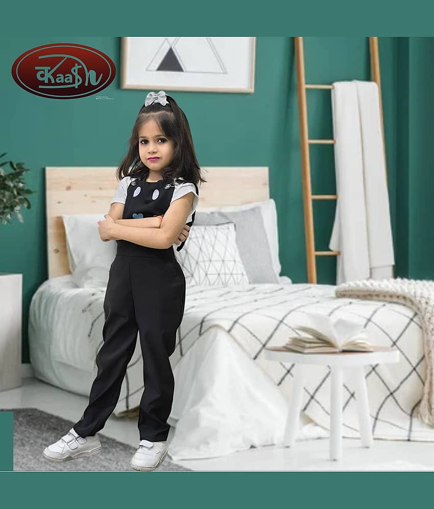 Kaash Girls Cotton Blend Dungarees ( Pack of 1 , Black )