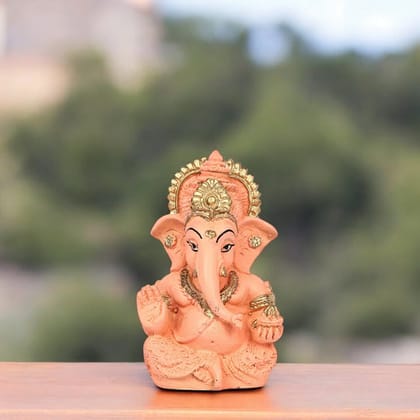 Decorative Lord Ganesha ShowpiecePeach and Golden Decorative Lord Ganesha ShowpiecePeach and Golden