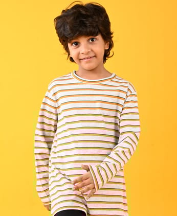 GREY YELLOW STRIPED LONG SLEEVES T-SHIRT - GREY-0-6 MONTHS / 2N / GREY