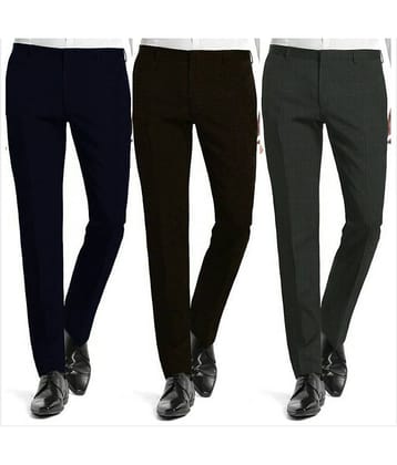 Inspire Clothing Inspiration - Multicolor Polycotton Slim - Fit Men's Formal Pants ( Pack of 3 )