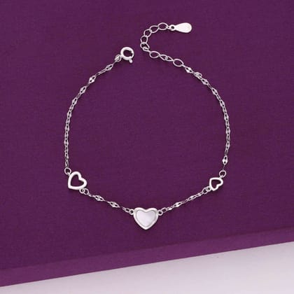 Alluring Heart Charm Silver Causal Bracelet-None / Silver