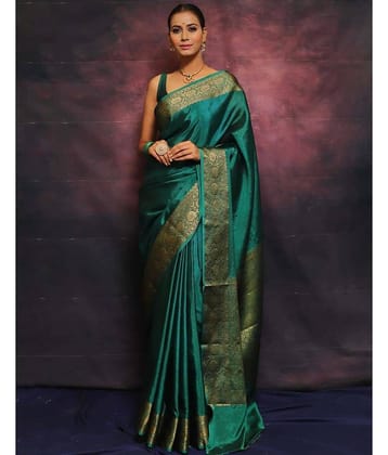 Satrani Silk Woven Saree With Unstitched Blouse Piece ( Magenta )