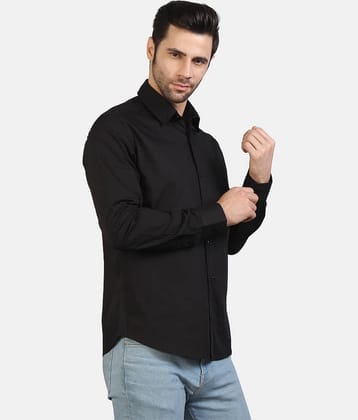 Life Roads 100 Percent Cotton Black Solids Party wear Shirt Single Pack