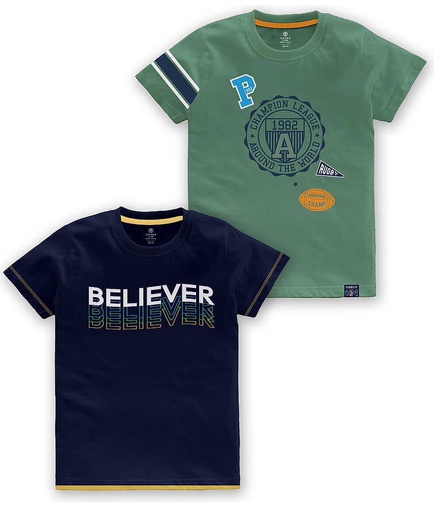 CODEZ Pack of 1 Boys Cotton Blend T-Shirt ( Multi Color )