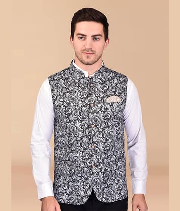 PRINTCULTR Black Cotton Blend Men's Nehru Jacket ( Pack of 1 )
